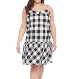 True Craft Gingham Buffalo Plaid Summer Dress 2X Black/White